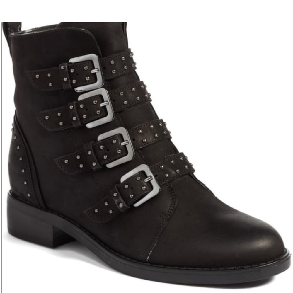 BLONDO ELANI Waterproof Combat Lugged Moto Boot in Black Nubuck Leather Size 10